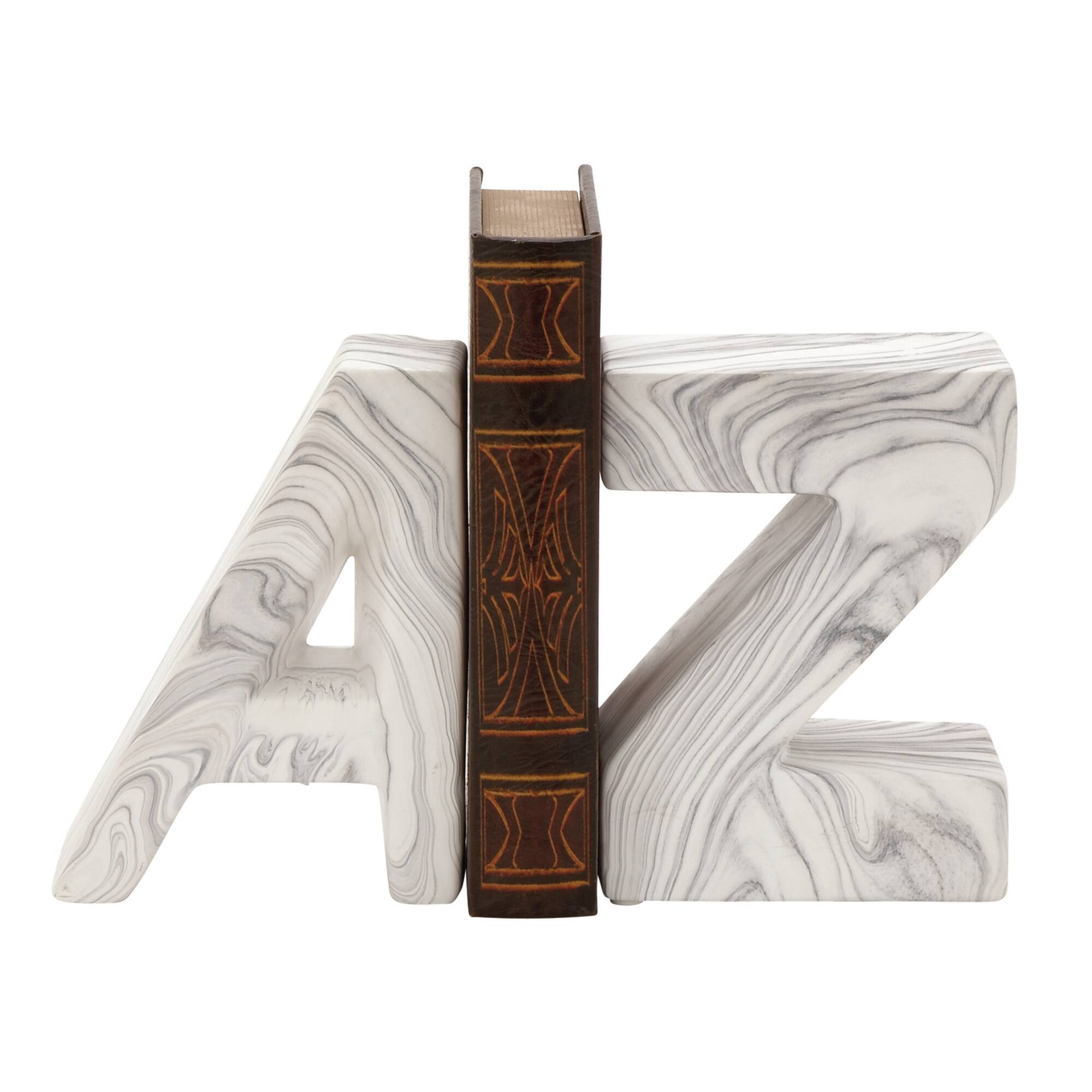 CosmoLiving by 8" Cosmopolitan Contemporary A & Z Dolomite Bookend Set